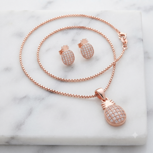 Pineapple Rose Gold Jewelry Set