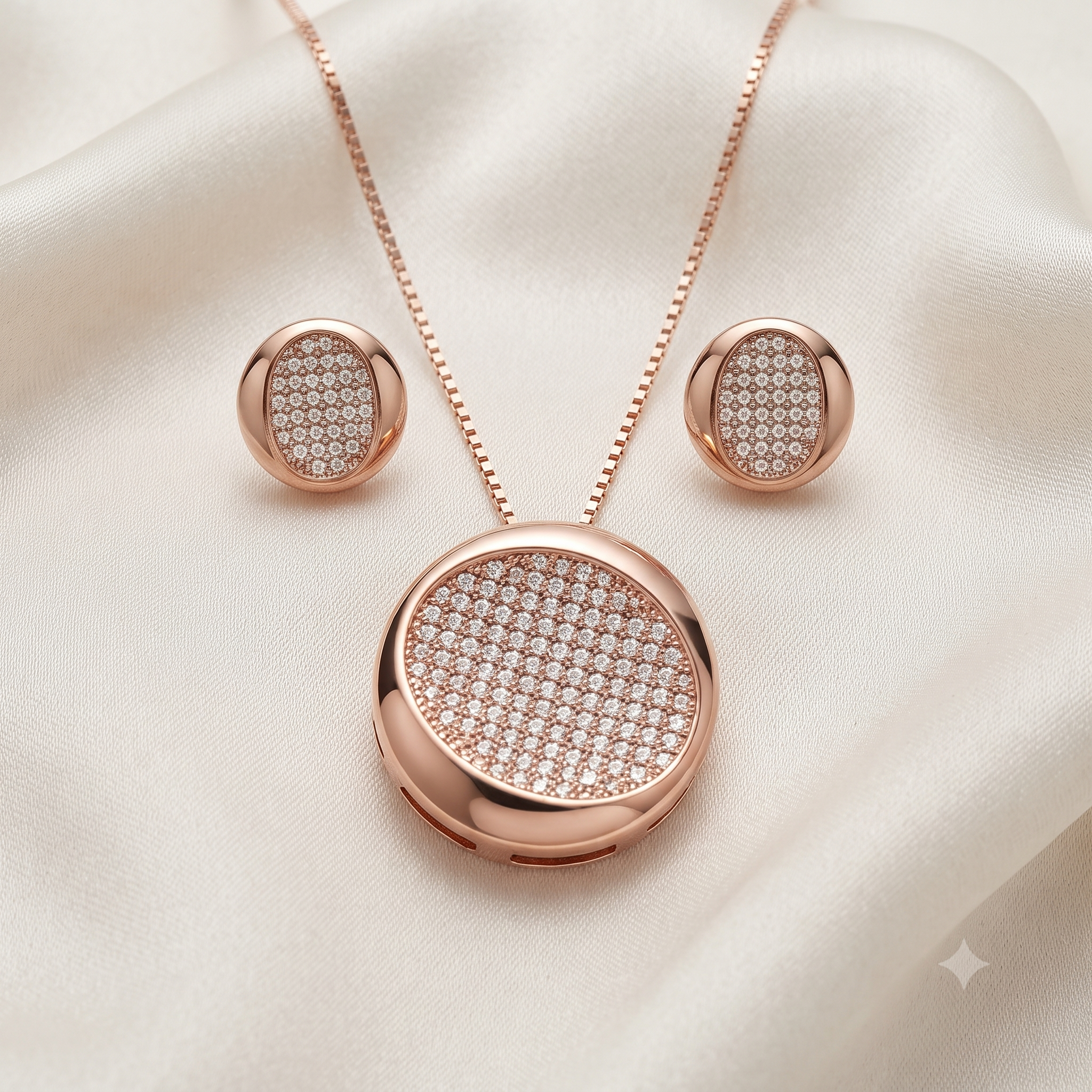 Rose Gold Pavé Circle Jewelry Set