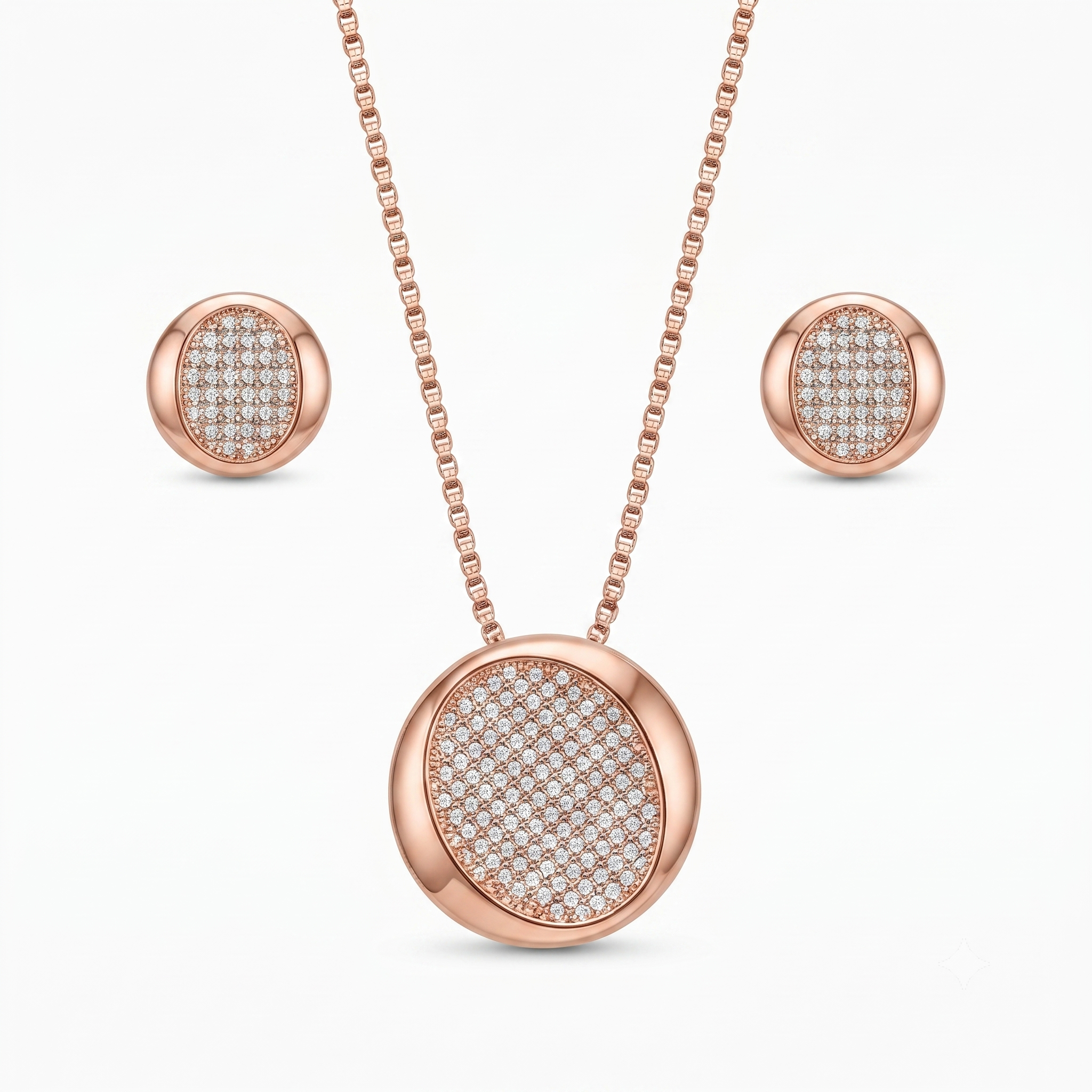 Rose Gold Pavé Circle Jewelry Set