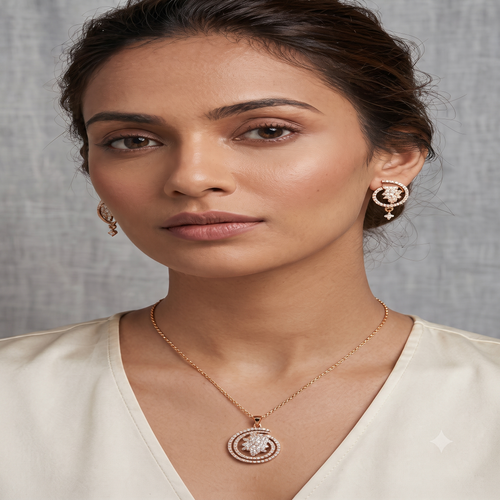 Radiant Rose Gold Leaf Jewelry Set