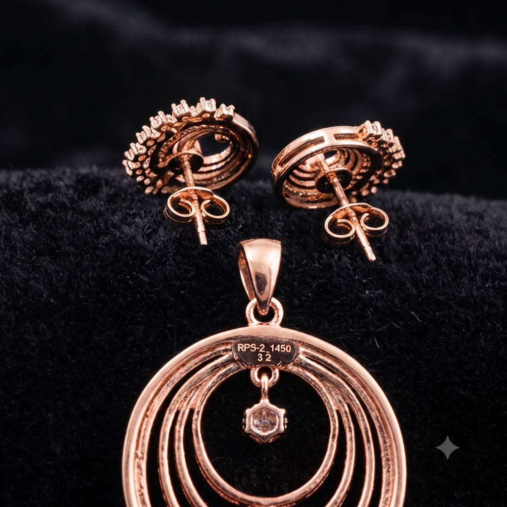 Rose Gold Geometric Halo Jewelry Set