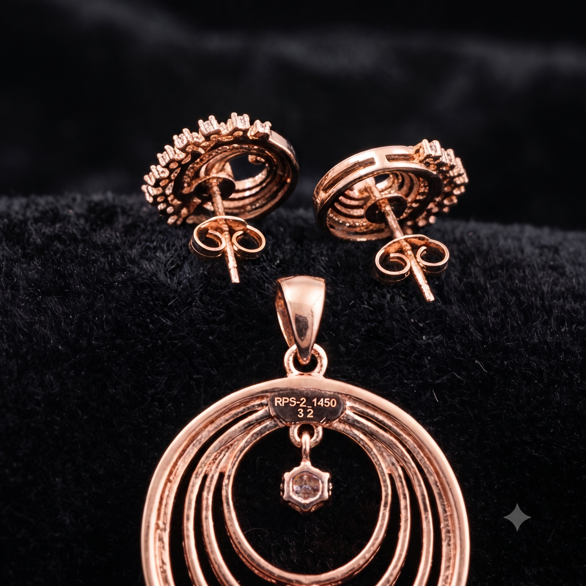 Rose Gold Geometric Halo Jewelry Set